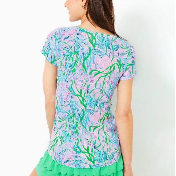 Lilly Pulitzer Etta Scoop Neck Top - Seacret Escape Size Large - Picture 2 of 2